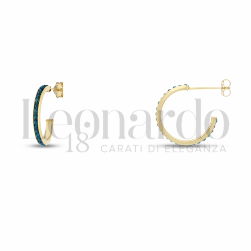 12 mm Diametro interno o misura con Zircone azzurro in Oro Giallo da 1,3gr.