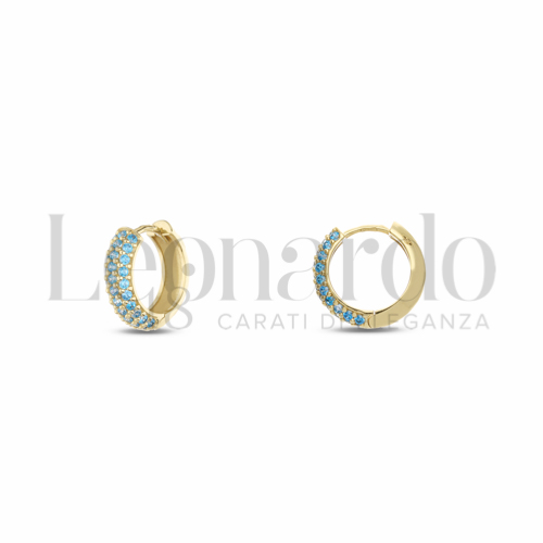 10 mm Diametro interno o misura con Zircone azzurro in Oro Giallo da 2,8gr.
