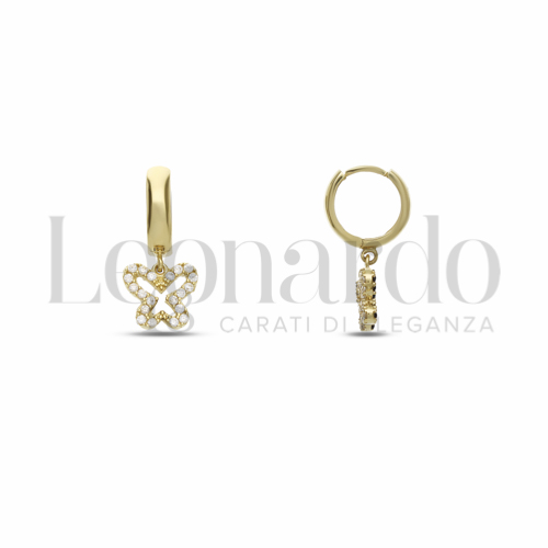 Orecchini a Cerchio con Elemento Pendente Double Face da Donna in Oro 18 Carati Diametro interno o misura: 8 mm Finitura elemento: Farfalla 2,5g