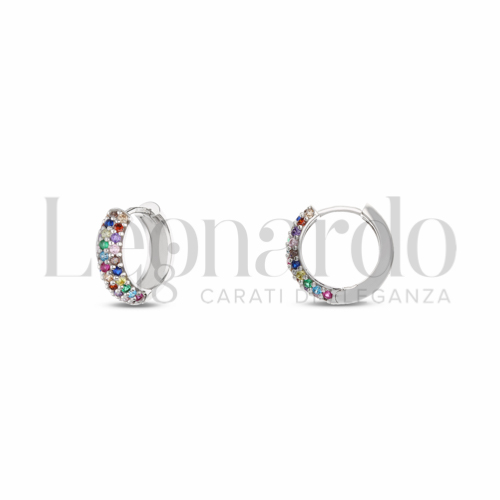 10 mm Diametro interno o misura con Zirconi colorati - Rainbow in Oro Bianco da 2,7gr.