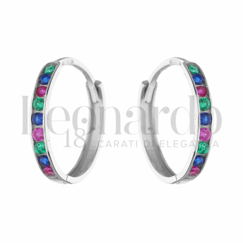 12 mm Diametro interno o misura con Zirconi colorati - Rainbow in Oro Bianco da 1,5gr.