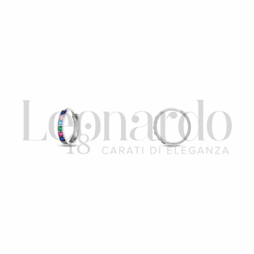 8 mm Diametro interno o misura con Zirconi colorati - Rainbow in Oro Bianco da 0,8gr.