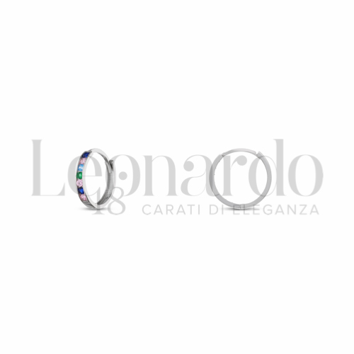 10 mm Diametro interno o misura con Zirconi colorati - Rainbow in Oro Bianco da 1gr.