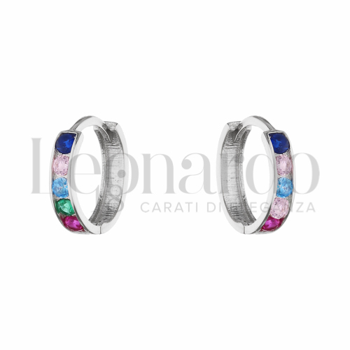 7 mm Diametro interno o misura con Zirconi colorati - Rainbow in Oro Bianco da 0,6gr.