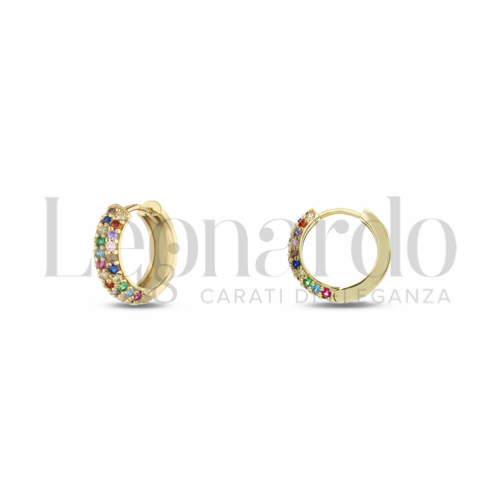 10 mm Diametro interno o misura con Zirconi colorati - Rainbow in Oro Giallo da 2,6gr.