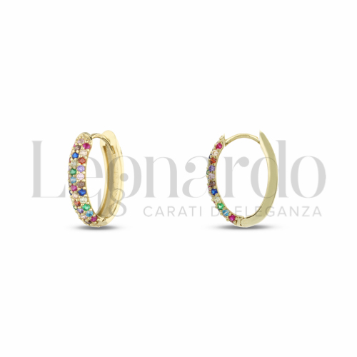 10x15 mm Diametro interno o misura con Zirconi colorati - Rainbow in Oro Giallo da 2,8gr.