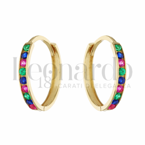 12 mm Diametro interno o misura con Zirconi colorati - Rainbow in Oro Giallo da 1,5gr.