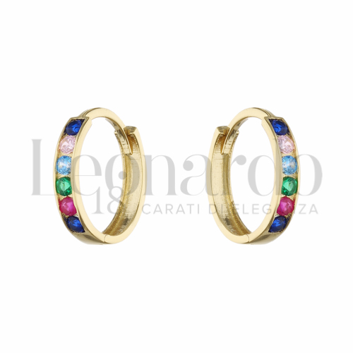 8 mm Diametro interno o misura con Zirconi colorati - Rainbow in Oro Giallo da 0,8gr.