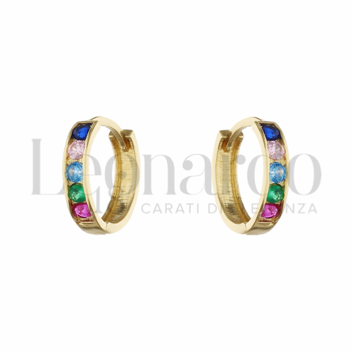 7 mm Diametro interno o misura con Zirconi colorati - Rainbow in Oro Giallo da 0,6gr.