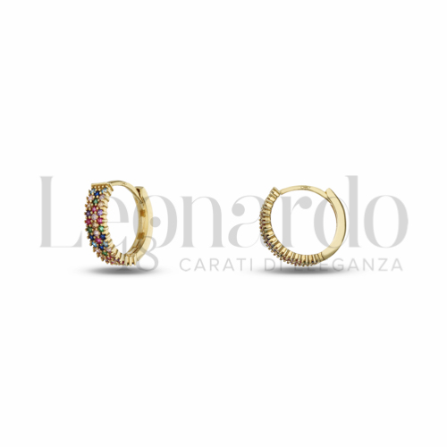 10 mm Diametro interno o misura con Zirconi colorati - Rainbow in Oro Giallo da 2,7gr.