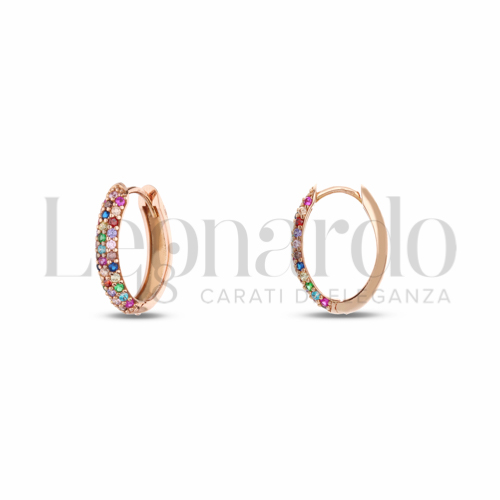 10x15 mm Diametro interno o misura con Zirconi colorati - Rainbow in Oro Rosa da 2,7gr.