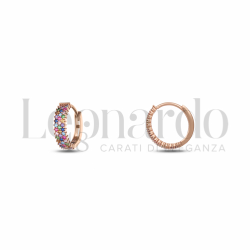 10 mm Diametro interno o misura con Zirconi colorati - Rainbow in Oro Rosa da 2,6gr.