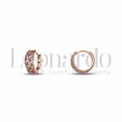 10 mm Diametro interno o misura con Zirconi colorati - Rainbow in Oro Rosa da 3,1gr.