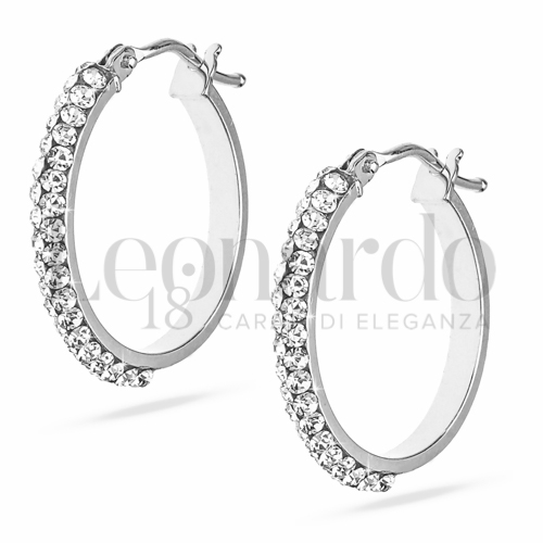 20 mm Diametro interno o misura con Swarovski in Oro Bianco da 1,3gr.