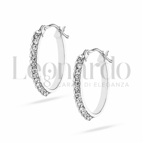 10 mm Diametro interno o misura con Swarovski in Oro Bianco da 1,2gr.