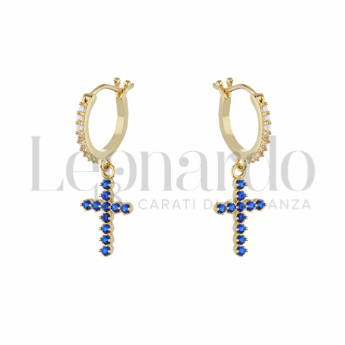 8 mm Diametro interno o misura con Zirconi blu e zirconi bianchi in Oro Giallo da 2,1gr.