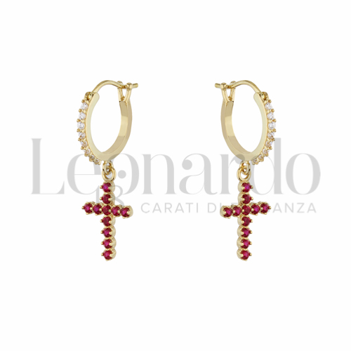 8 mm Diametro interno o misura con Zirconi rossi e zirconi bianchi in Oro Giallo da 2,1gr.
