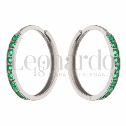14 mm Diametro interno o misura con Zircone verde in Oro Bianco da 1,9gr.