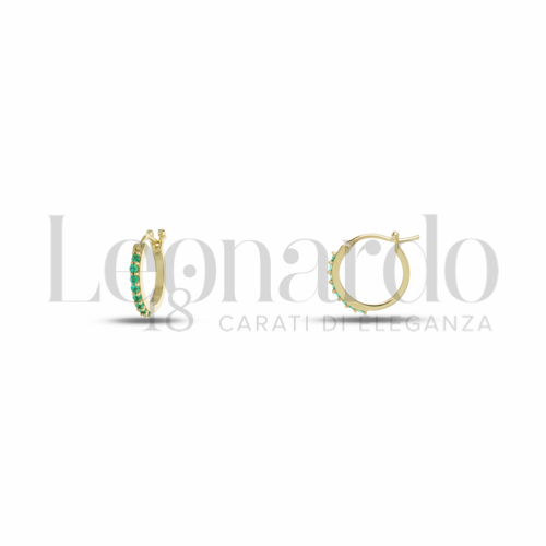8 mm Diametro interno o misura con Zircone verde in Oro Giallo da 1,3gr.