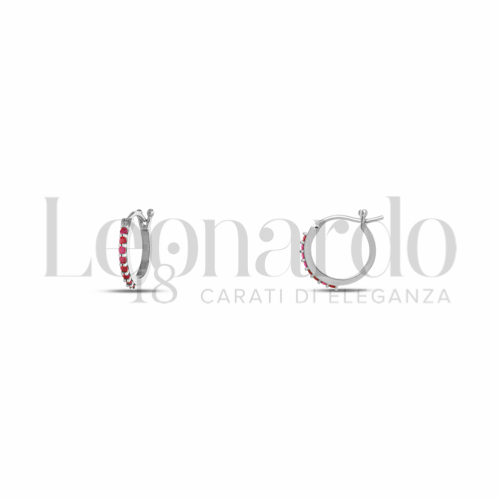8 mm Diametro interno o misura con Zircone rosso in Oro Bianco da 1,2gr.