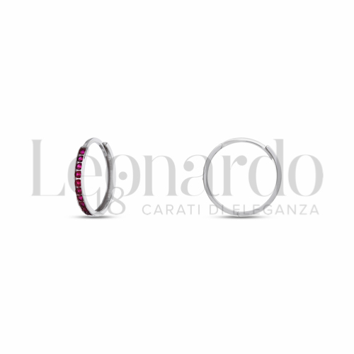 14 mm Diametro interno o misura con Zircone rosso in Oro Bianco da 1,8gr.
