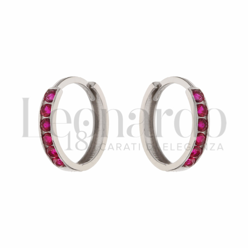 8 mm Diametro interno o misura con Zircone rosso in Oro Bianco da 0,8gr.