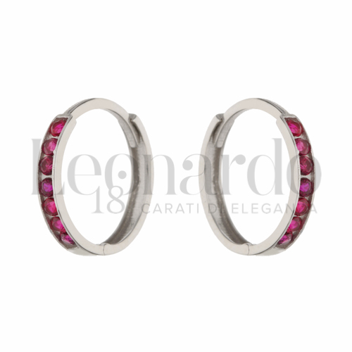 10 mm Diametro interno o misura con Zircone rosso in Oro Bianco da 1gr.