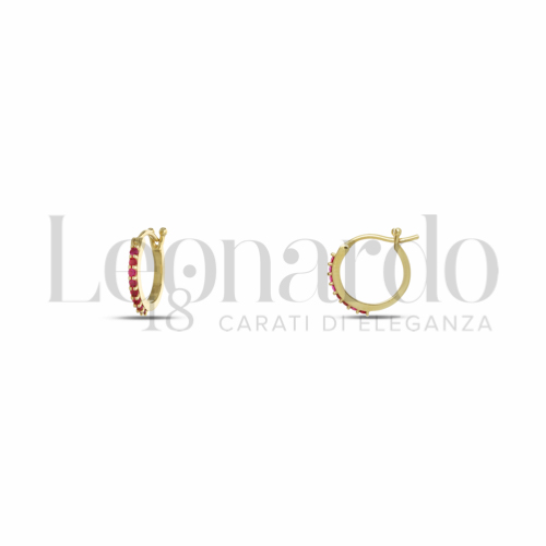 8 mm Diametro interno o misura con Zircone rosso in Oro Giallo da 1,3gr.