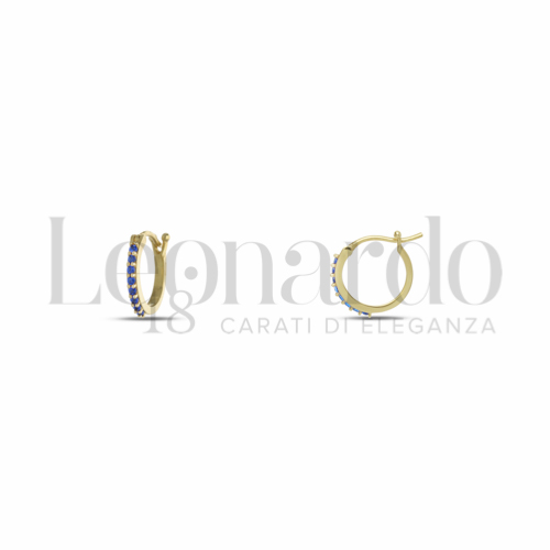 8 mm Diametro interno o misura con Zircone Blu in Oro Giallo da 1,3gr.