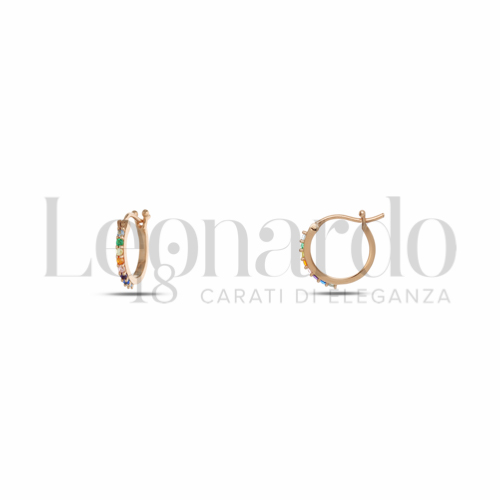 8 mm Diametro interno o misura con Pietre Rainbow in Oro Rosa da 1,3gr.