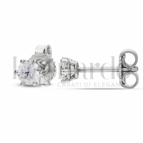con Zircone bianco da Misura pietra o modello 4,00 mm in Oro Bianco da 1,1gr.