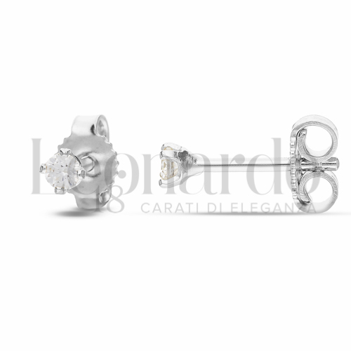 con Zircone bianco da Misura pietra o modello 2,50 mm in Oro Bianco da 0,9gr.