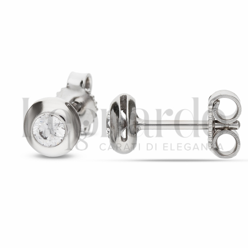 con Zircone bianco da Misura pietra o modello 3,50 mm in Oro Bianco da 1,5gr.