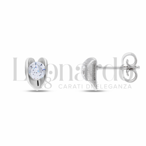 con Zircone bianco da Misura pietra o modello 4,00 mm in Oro Bianco da 1,8gr.