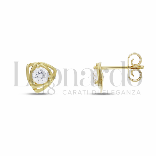 con Zircone bianco da Misura pietra 4,00 mm in Oro Giallo da 1,4gr.