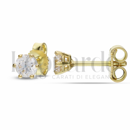 con Zircone bianco da Misura pietra o modello 4,00 mm in Oro Giallo da 1,2gr.