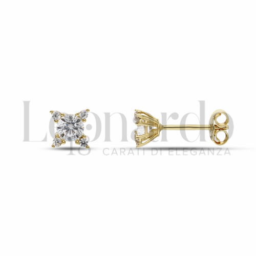 con Zircone bianco da Misura pietra o modello 4,00 mm in Oro Giallo da 1,4gr.