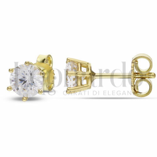 con Zircone bianco da Misura pietra o modello 5,00 mm in Oro Giallo da 1,6gr.