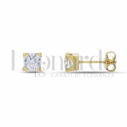 con Zircone bianco da Misura pietra o modello 5,00 mm in Oro Giallo da 2,2gr.