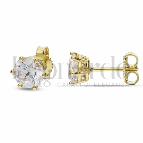 con Zircone bianco da Misura pietra o modello 6,00 mm in Oro Giallo da 2gr.