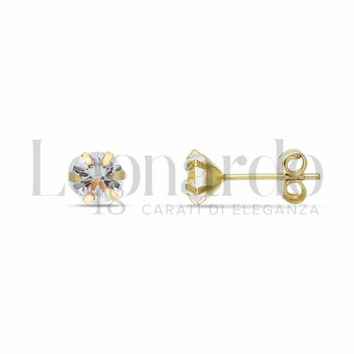 con Zircone bianco da Misura pietra 6,00 mm in Oro Giallo da 1,2gr.