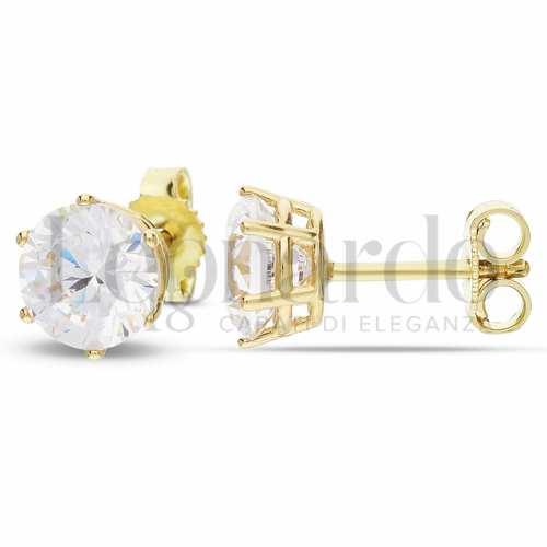 con Zircone bianco da Misura pietra o modello 7,00 mm in Oro Giallo da 2,4gr.
