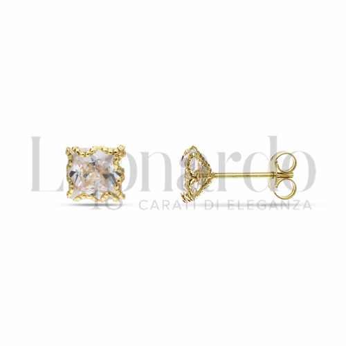 con Zircone bianco da Misura pietra o modello 6,00 mm in Oro Giallo da 1,4gr.