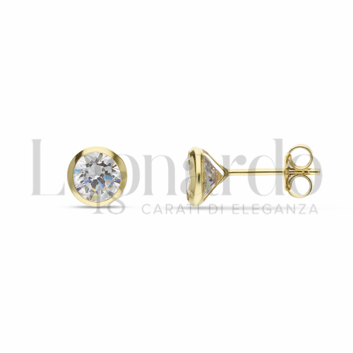 con Zircone bianco da Misura pietra o modello 6,00 mm in Oro Giallo da 1,1gr.