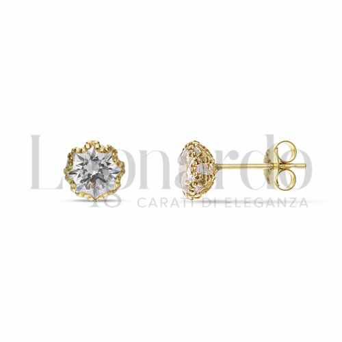 con Zircone bianco da Misura pietra o modello 6,00 mm in Oro Giallo da 1,2gr.