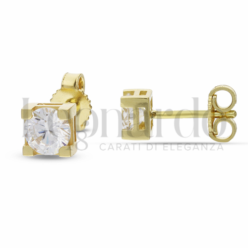 con Zircone bianco da Misura pietra o modello 5,00 mm in Oro Giallo da 1,9gr.