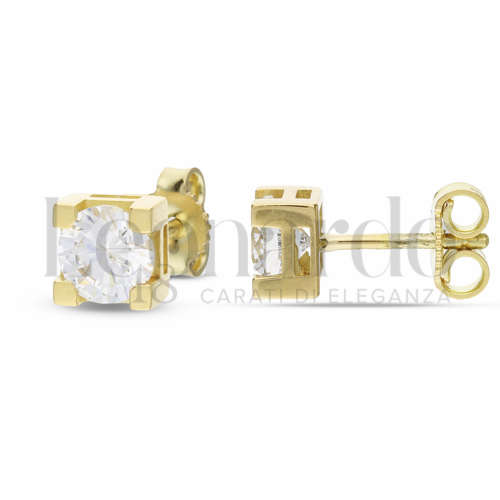 con Zircone bianco da Misura pietra o modello 5,50 mm in Oro Giallo da 2,5gr.