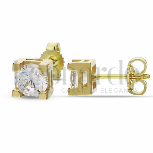 con Zircone bianco da Misura pietra o modello 6,00 mm in Oro Giallo da 2,8gr.