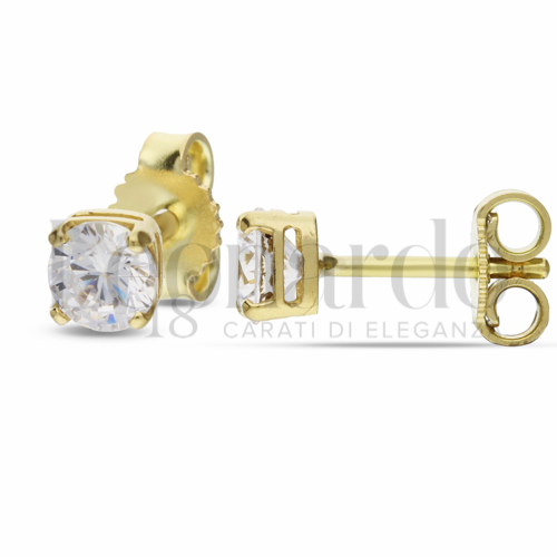 con Zircone bianco da Misura pietra o modello 5,00 mm in Oro Giallo da 1,5gr.