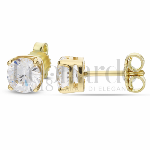 con Zircone bianco da Misura pietra o modello 6,00 mm in Oro Giallo da 2,1gr.